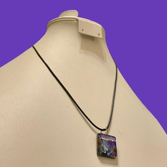 Colorful Dichroic Art Glass Pendant - Picture 3 of 8